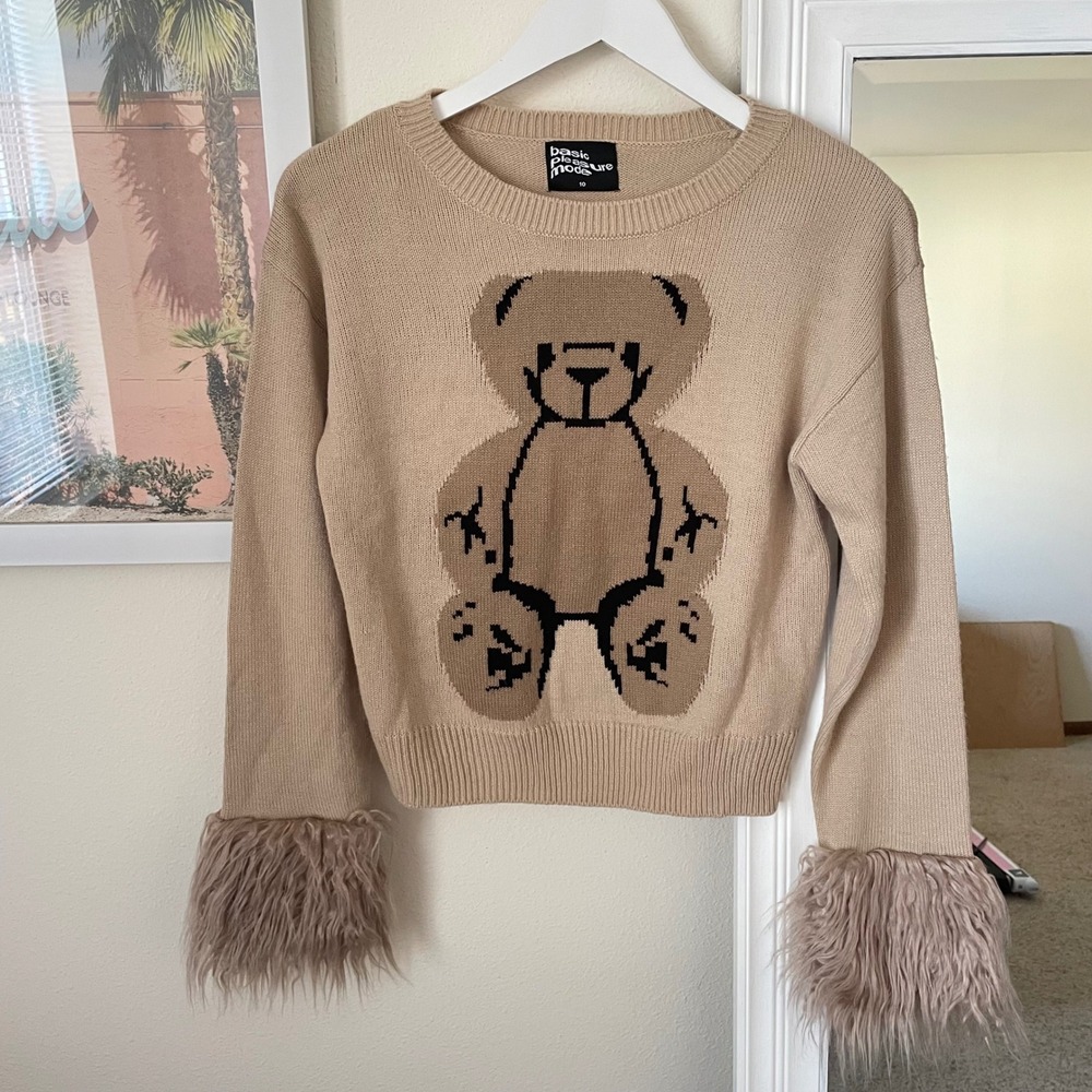 Dolls Kill Basic Pleasure Mode Big Ted Teddy Bear Sweater Size UK 10 US Medium
